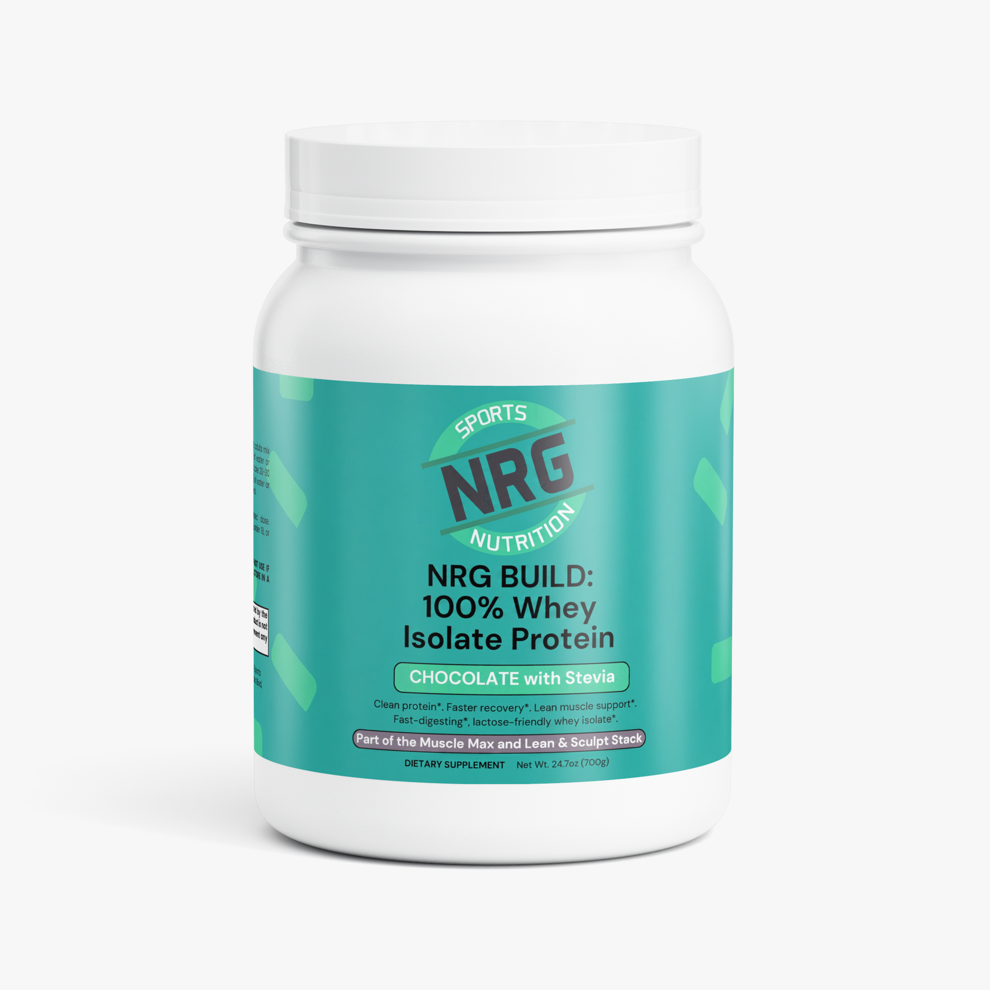 NRG BUILD: 100% Whey Isolate Protein - Chocolate with Stevia-NRG Sports Nutrition-NRG Sports Nutrition